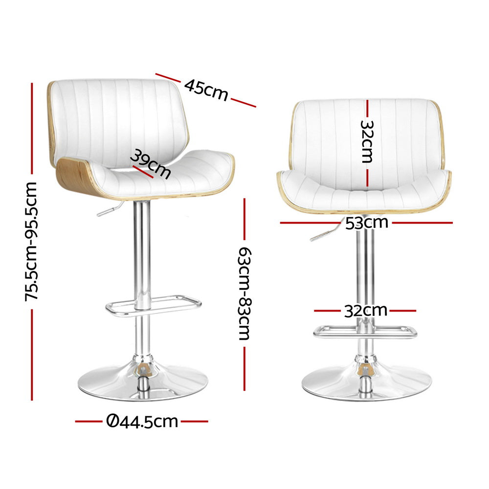Marlie Leather Bar Stool Swivel (Set of 4) White