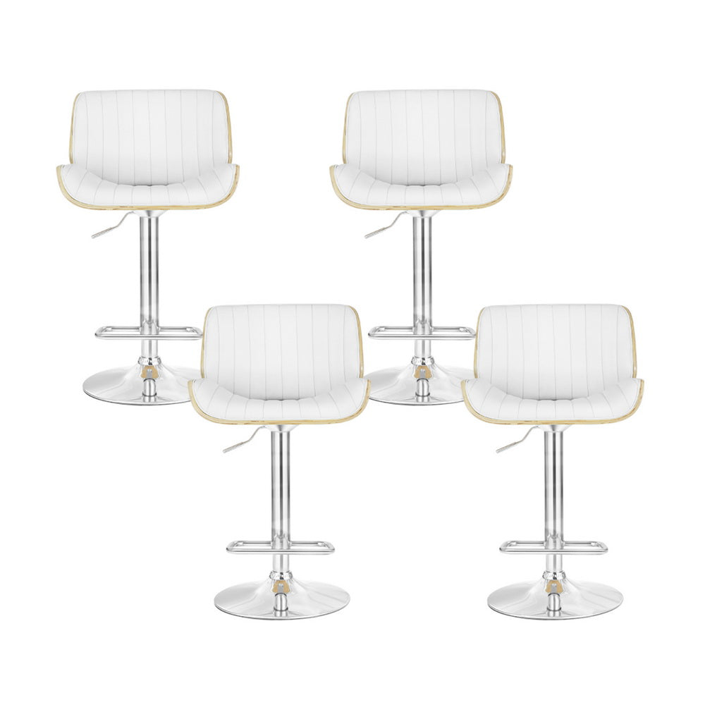 Marlie Leather Bar Stool Swivel (Set of 4) White