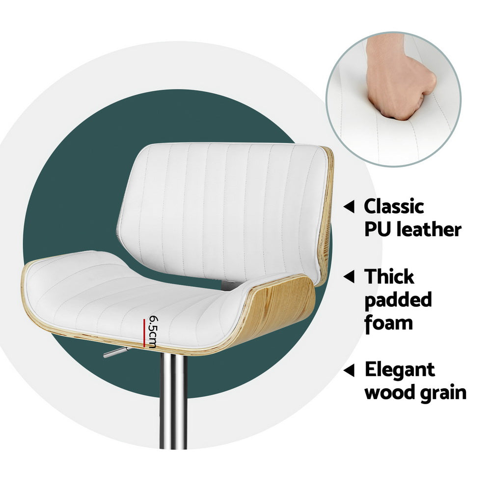 Marlie Leather Bar Stool Swivel (Set of 4) White