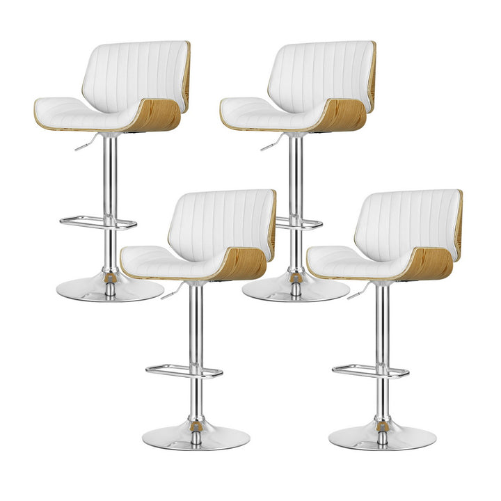 Marlie Leather Bar Stool Swivel (Set of 4) White