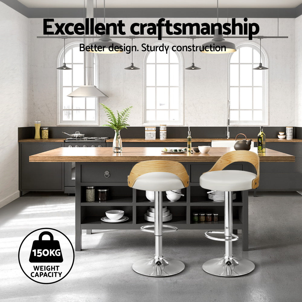 Oliver Leather Bar Stool Swivel (Set of 4) White