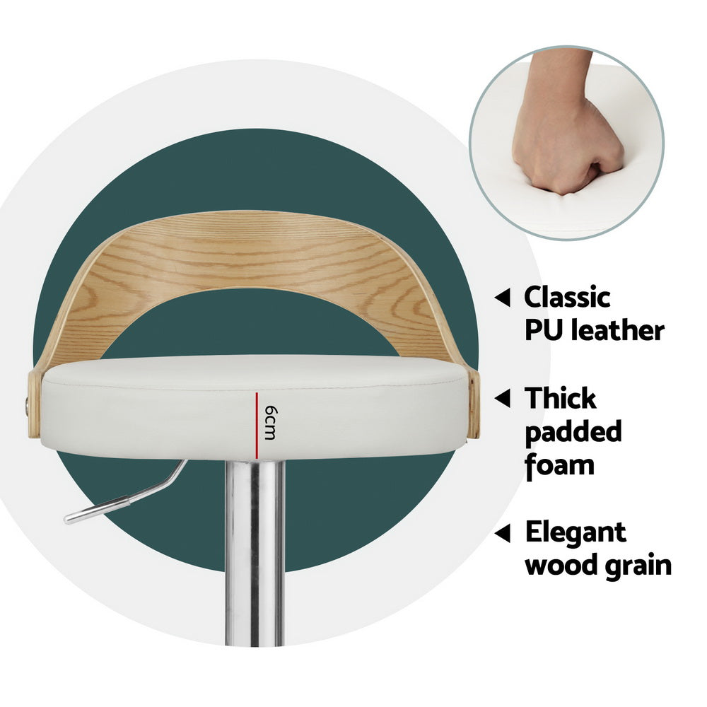 Oliver Leather Bar Stool Swivel (Set of 4) White