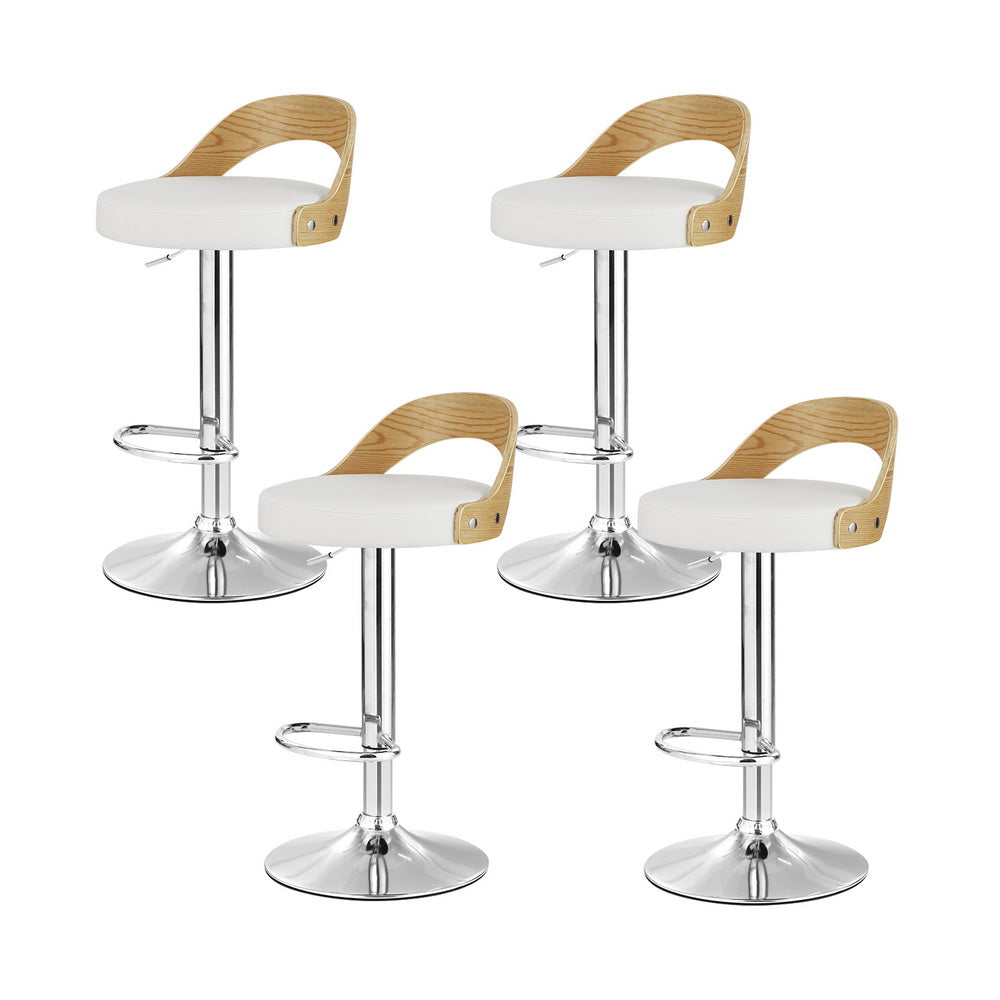 Oliver Leather Bar Stool Swivel (Set of 4) White