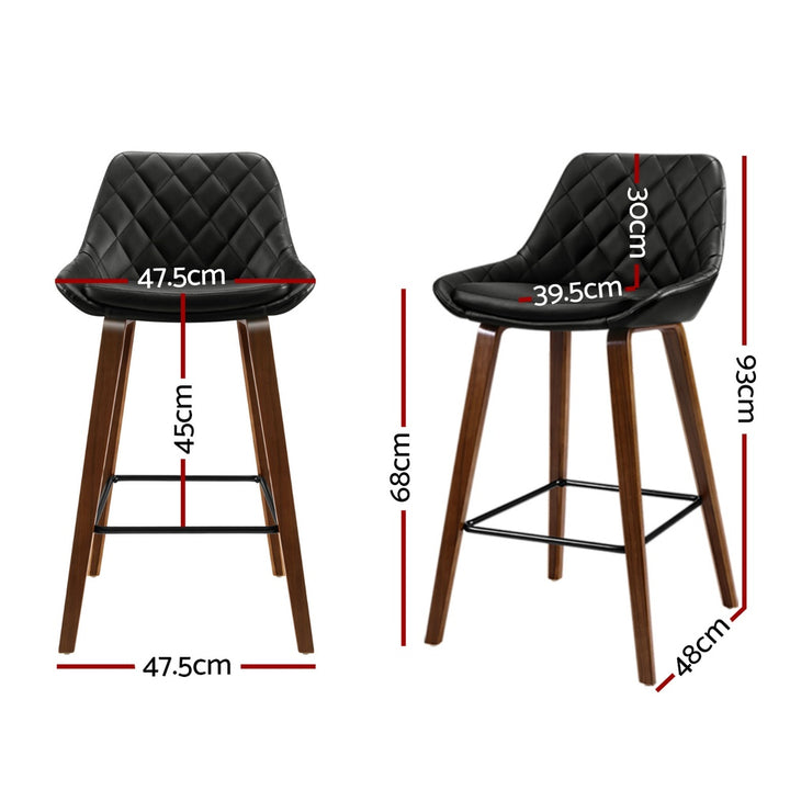 Hunter Leather Counter Stool Wooden (Set of 4) Black 68cm