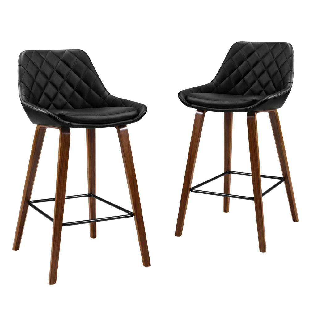 Hunter Leather Counter Stool Wooden (Set of 4) Black 68cm