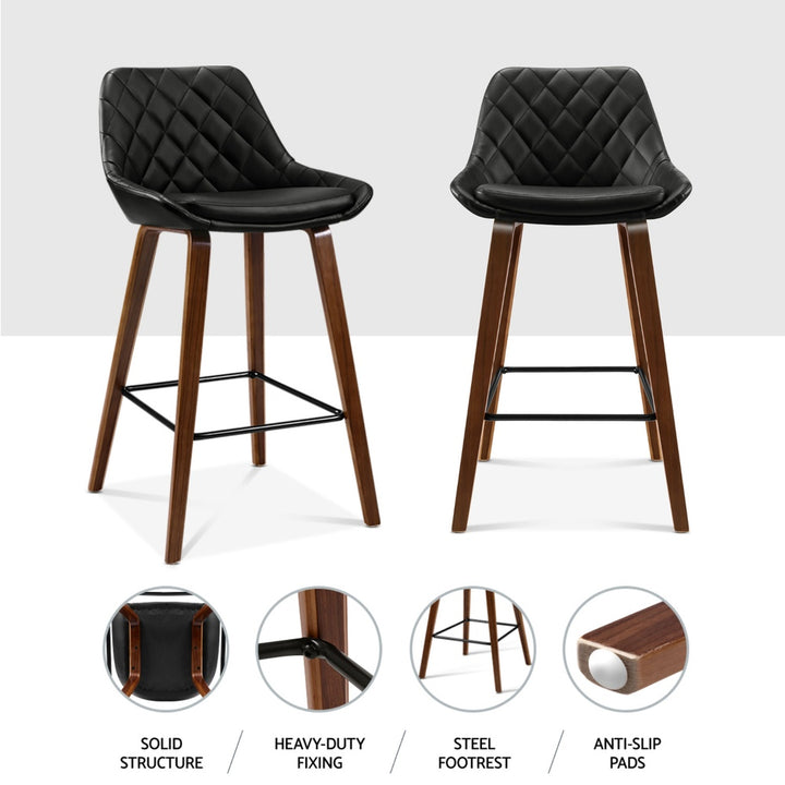 Hunter Leather Counter Stool Wooden (Set of 4) Black 68cm