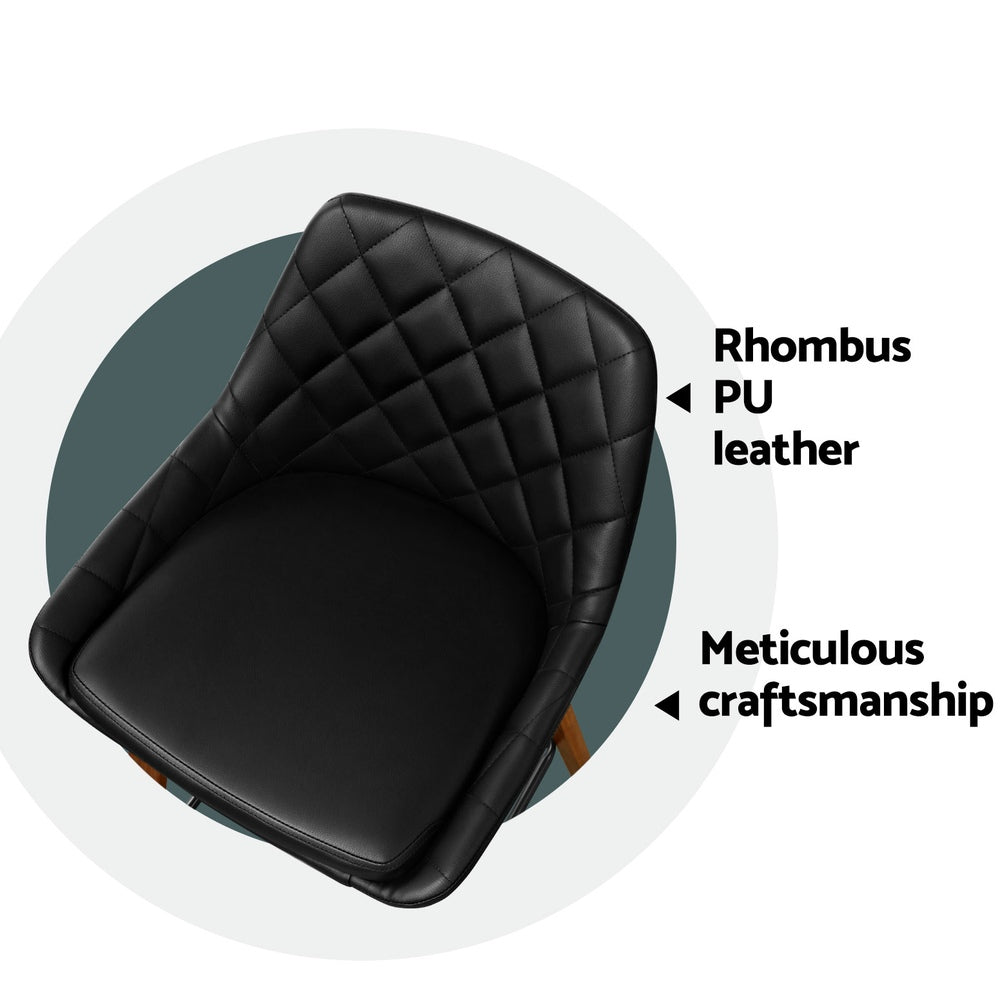 Hunter Leather Counter Stool Wooden (Set of 4) Black 68cm