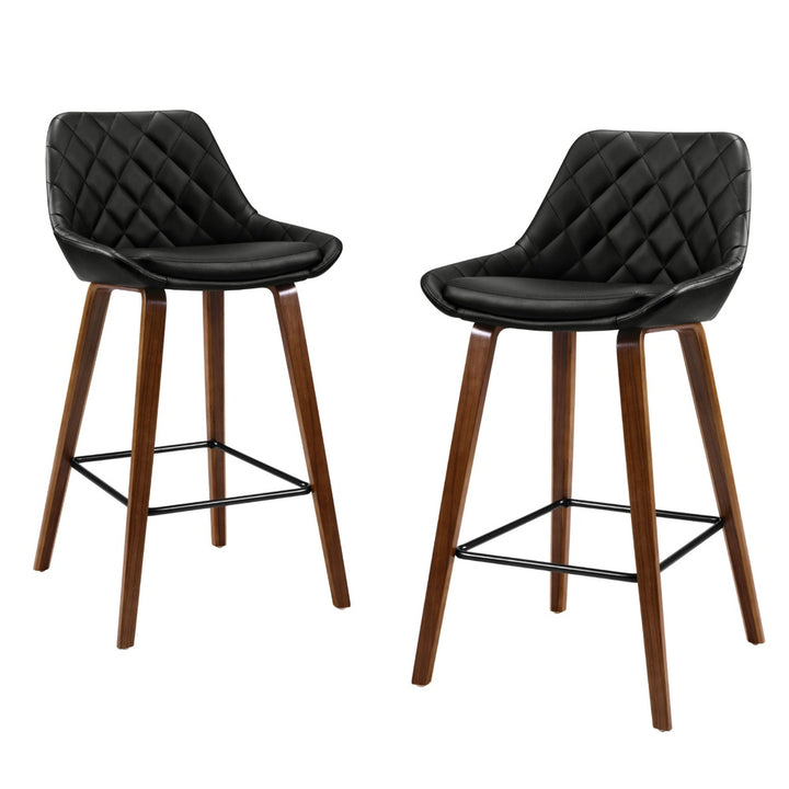 Hunter Leather Counter Stool Wooden (Set of 4) Black 68cm