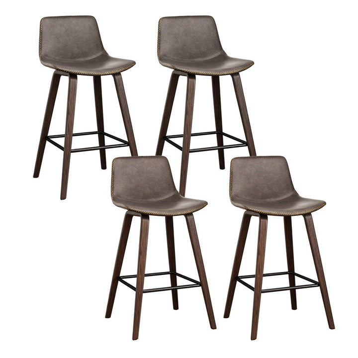 Schmidt Leather Counter Stool Wooden (Set of 4) Walnut 68cm