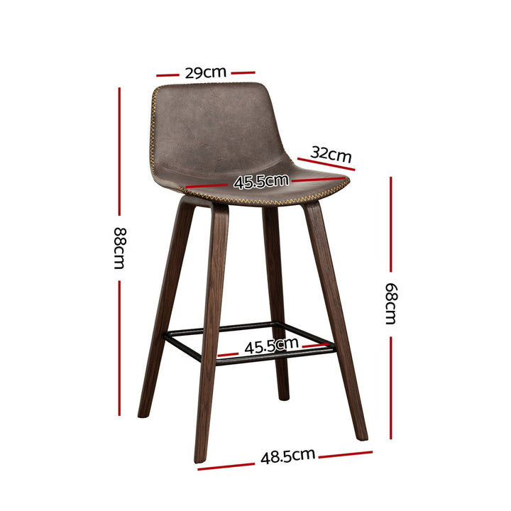 Schmidt Leather Counter Stool Wooden (Set of 4) Walnut 68cm
