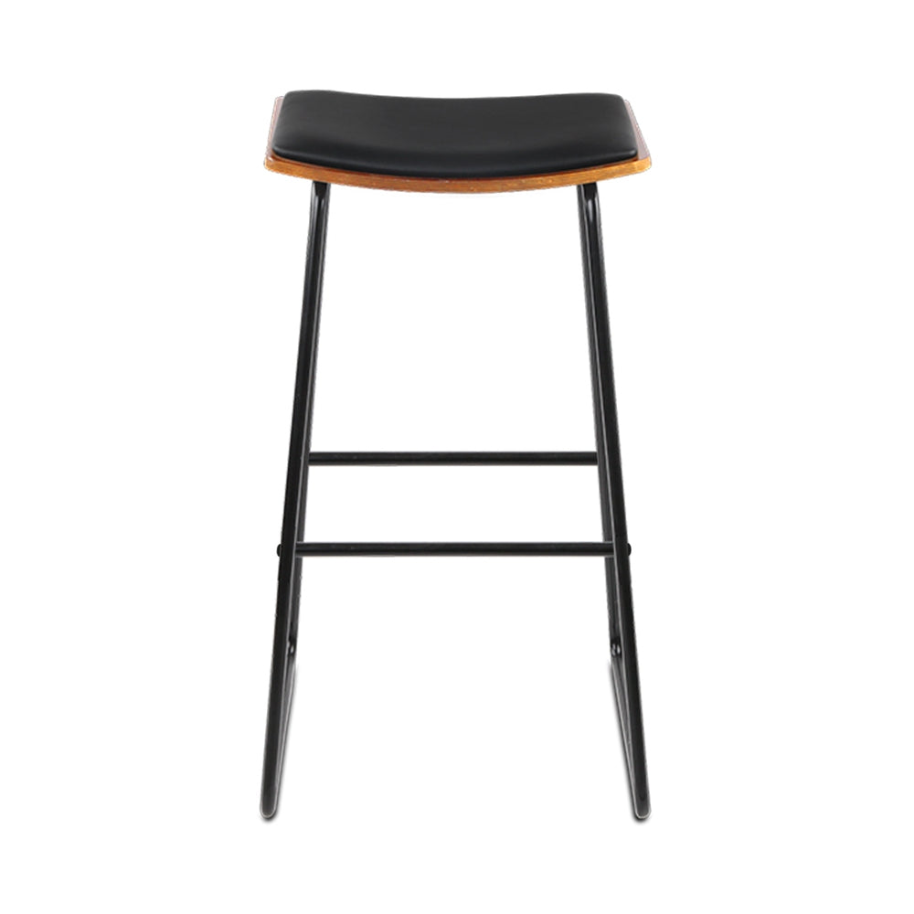 Porter Industrial Bar Stool Leather Backless (Set of 4) Black 76cm