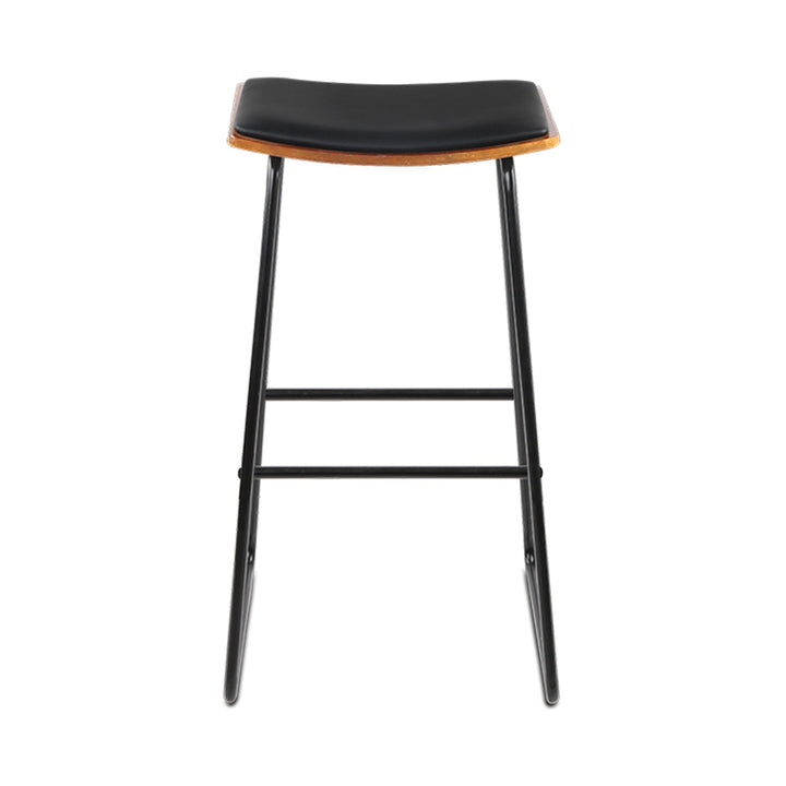 Porter Industrial Bar Stool Leather Backless (Set of 4) Black 76cm