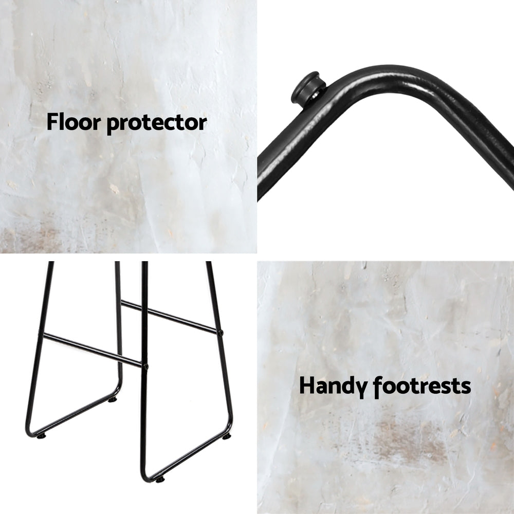 Porter Industrial Bar Stool Leather Backless (Set of 4) Black 76cm