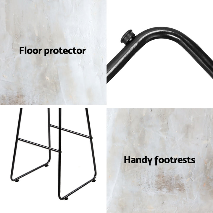 Porter Industrial Bar Stool Leather Backless (Set of 4) Black 76cm