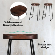 Load image into Gallery viewer, Parker Industrial Bar Stool Wooden Backless (Set of 2) Dark Wood 75cm