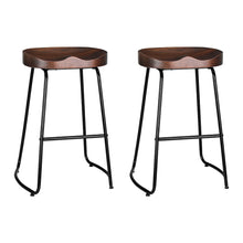 Load image into Gallery viewer, Parker Industrial Counter Stool Wooden Backless (Set of 2) Dark Wood 65cm