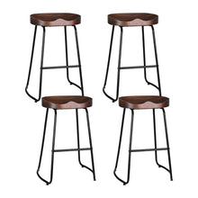Load image into Gallery viewer, Parker Industrial Counter Stool Wooden Backless (Set of 4) Dark Wood 65cm