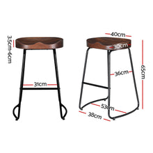Load image into Gallery viewer, Parker Industrial Counter Stool Wooden Backless (Set of 4) Dark Wood 65cm