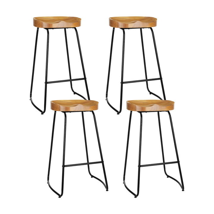 Parker Industrial Bar Stool Wooden Backless (Set of 4) Natural 75cm