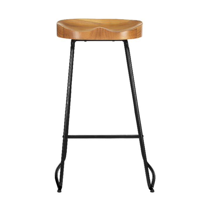 Parker Industrial Bar Stool Wooden Backless (Set of 4) Natural 75cm