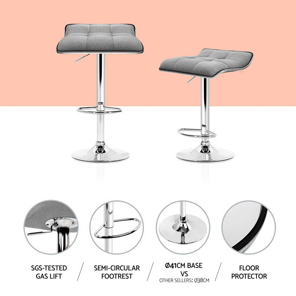 Mia Fabric Bar Stool Backless (Set of 4) Grey