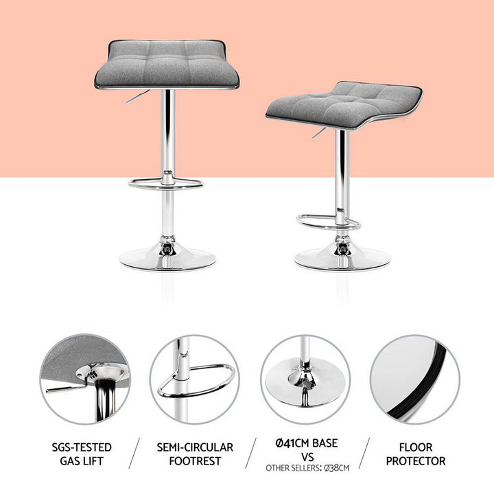 Mia Fabric Bar Stool Backless (Set of 4) Grey