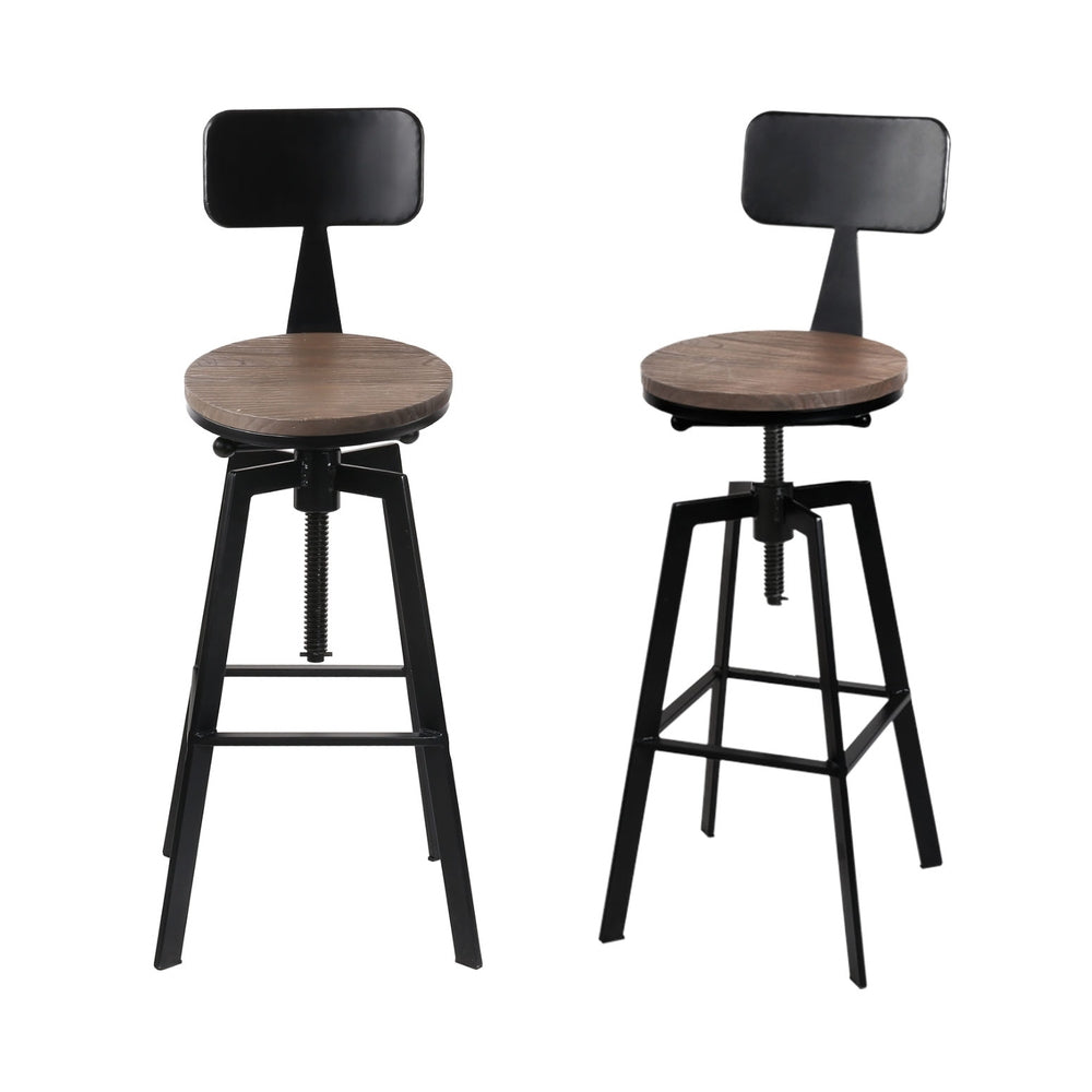 Bruno Industrial Bar Stool Wooden Swivel (Set of 4) Black