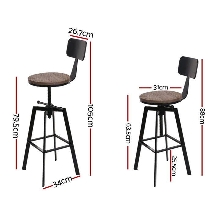 Bruno Industrial Bar Stool Wooden Swivel (Set of 4) Black