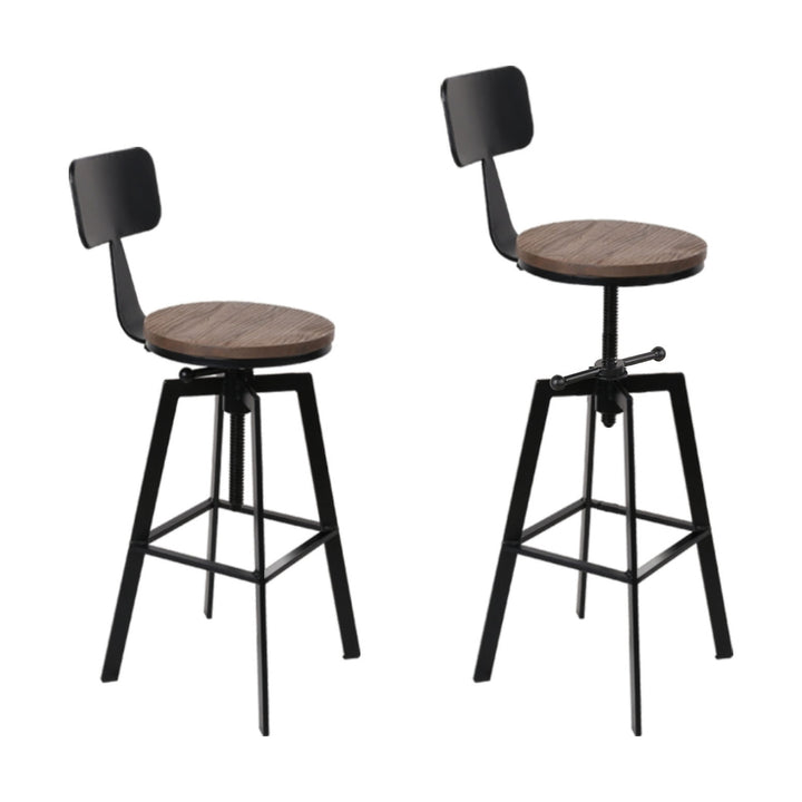 Bruno Industrial Bar Stool Wooden Swivel (Set of 4) Black
