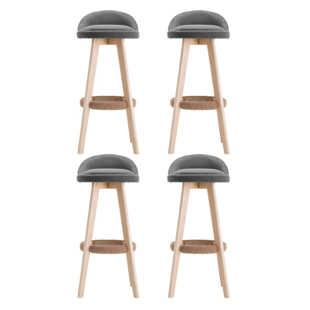 Darla Fabric Bar Stool Wooden (Set of 4) Grey 69cm