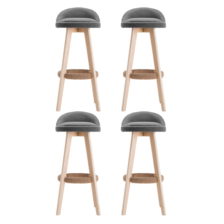 Darla Fabric Bar Stool Wooden (Set of 4) Grey 69cm