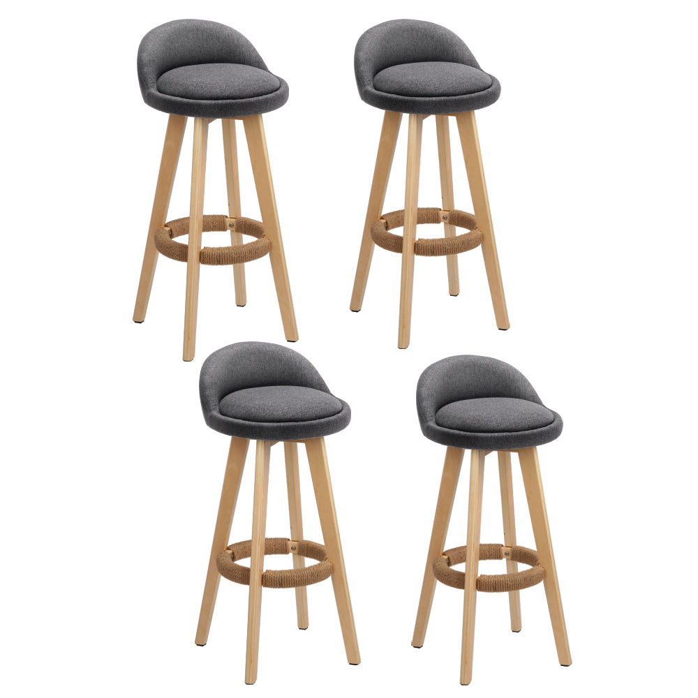 Darla Fabric Bar Stool Wooden (Set of 4) Grey 69cm