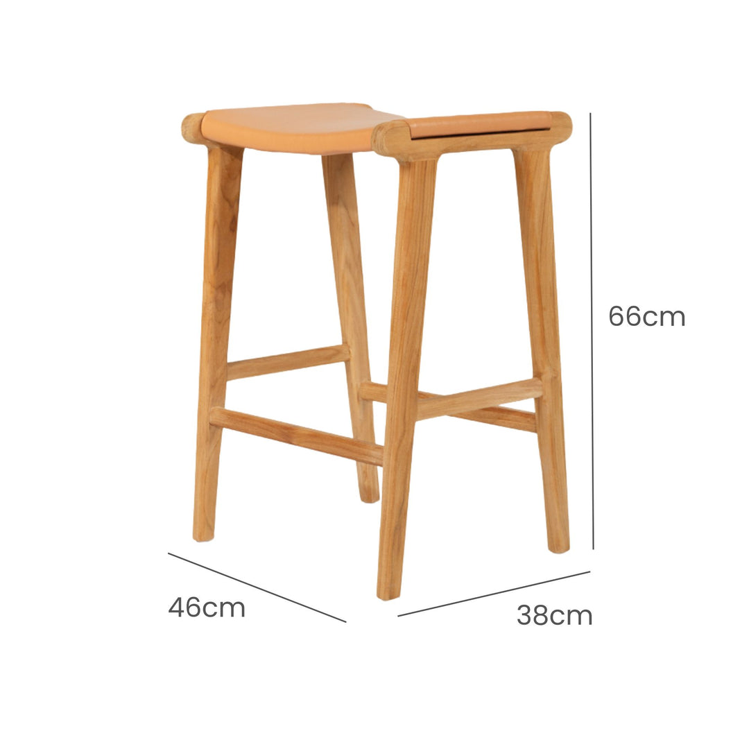 Karina Leather Counter Stool Backless (Flat) Natural 65cm