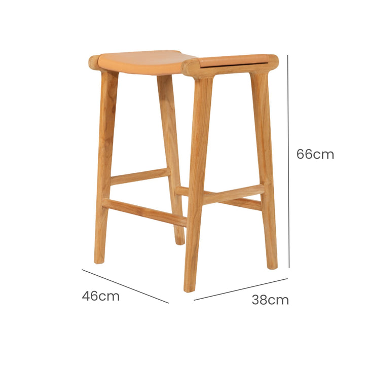 Karina Leather Counter Stool Backless (Flat) Natural 65cm