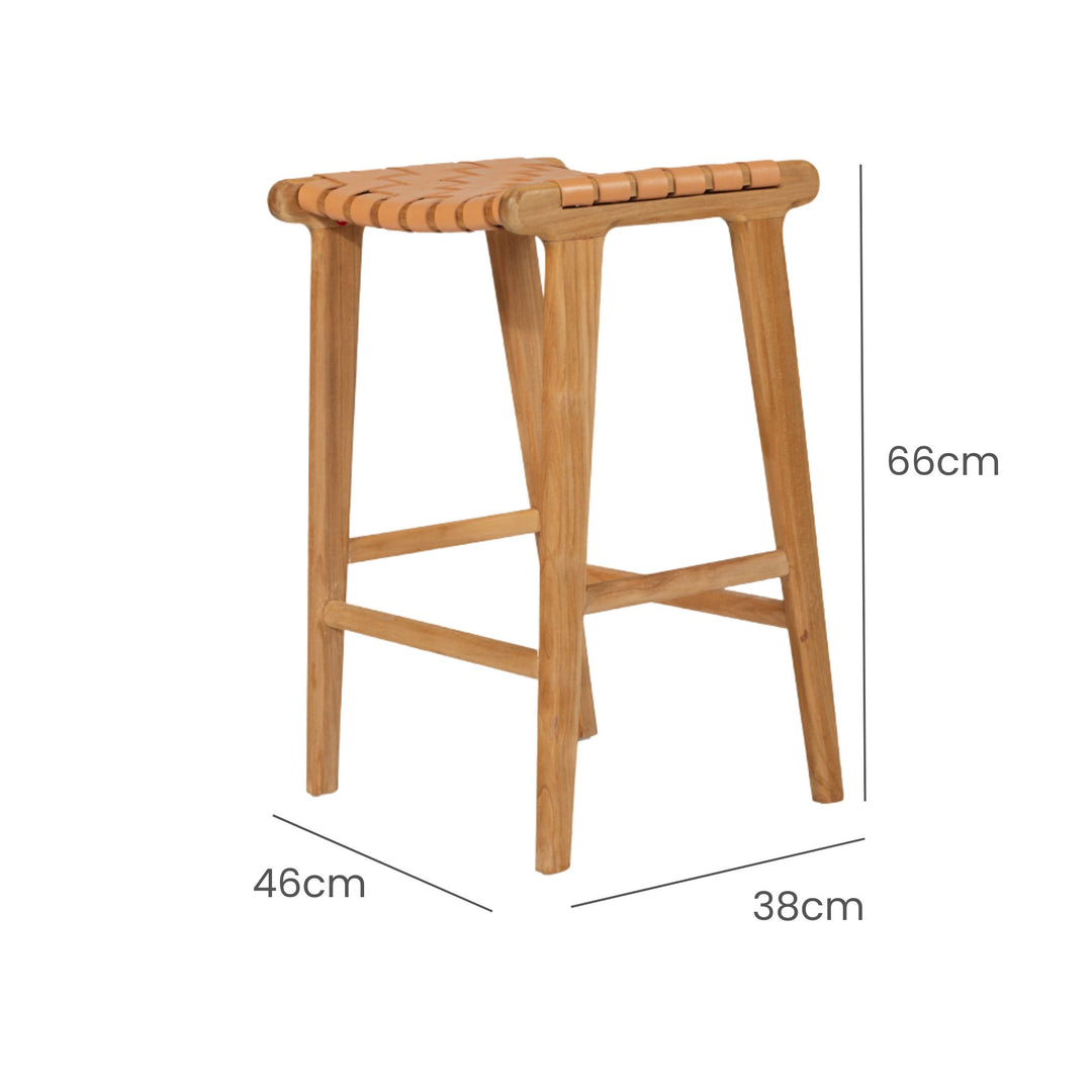 Karina Leather Counter Stool Backless (Woven) Natural 65cm