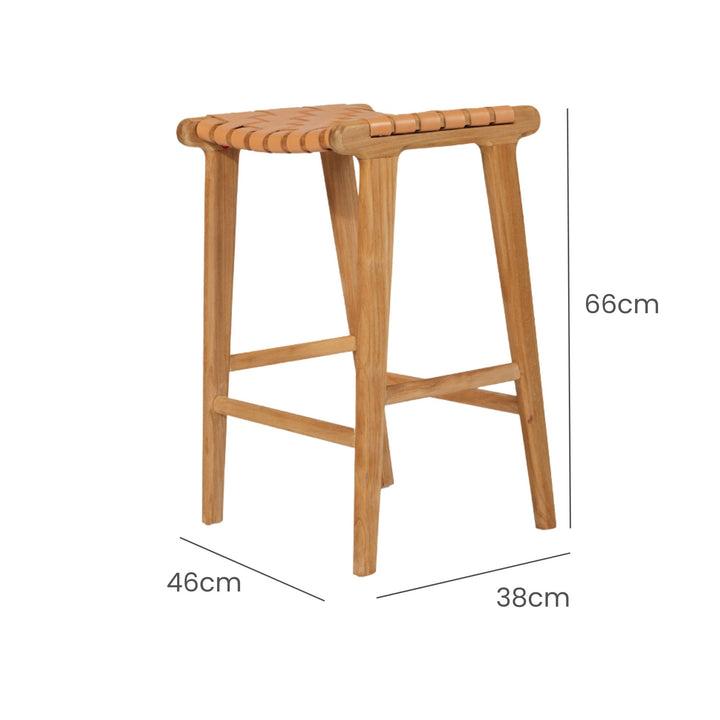 Karina Leather Counter Stool Backless (Woven) Natural 65cm