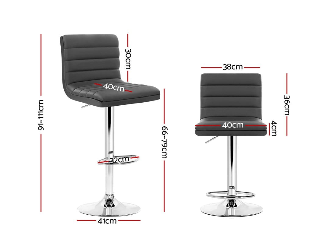 Arne Leather Bar Stool Swivel (Set of 4) Grey