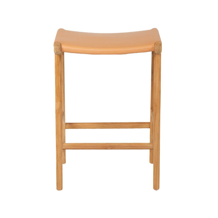 Bar Stools - Karina Leather Counter Stool Backless (Flat) Natural 65cm