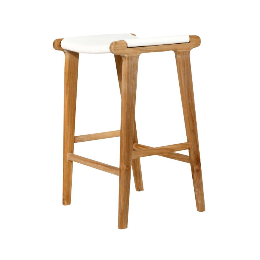 Bar Stools - Karina Leather Counter Stool Backless (Flat) White 65cm