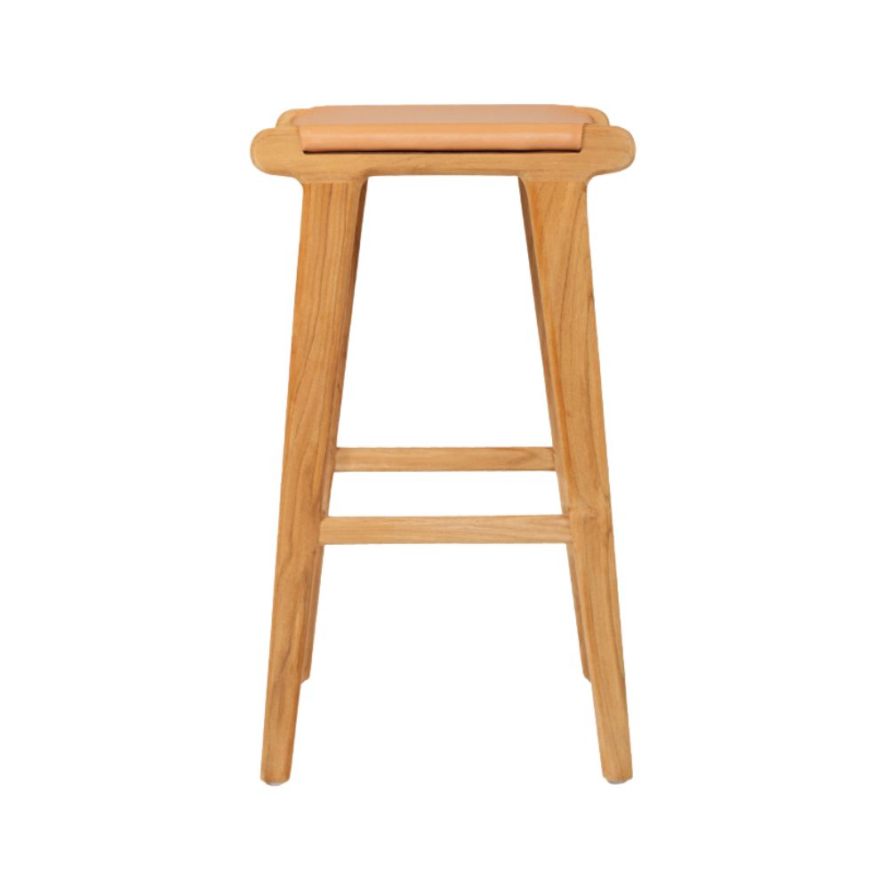 Bar Stools - Karina Leather Counter Stool Backless (Flat) Natural 65cm