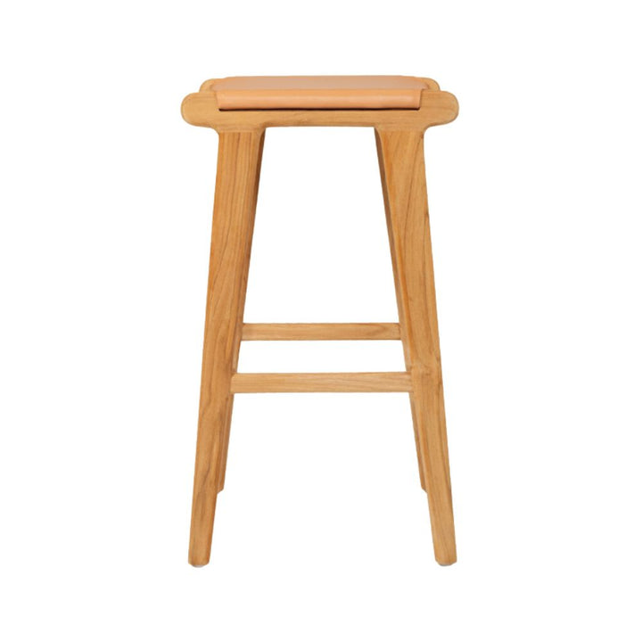 Bar Stools - Karina Leather Counter Stool Backless (Flat) Natural 65cm