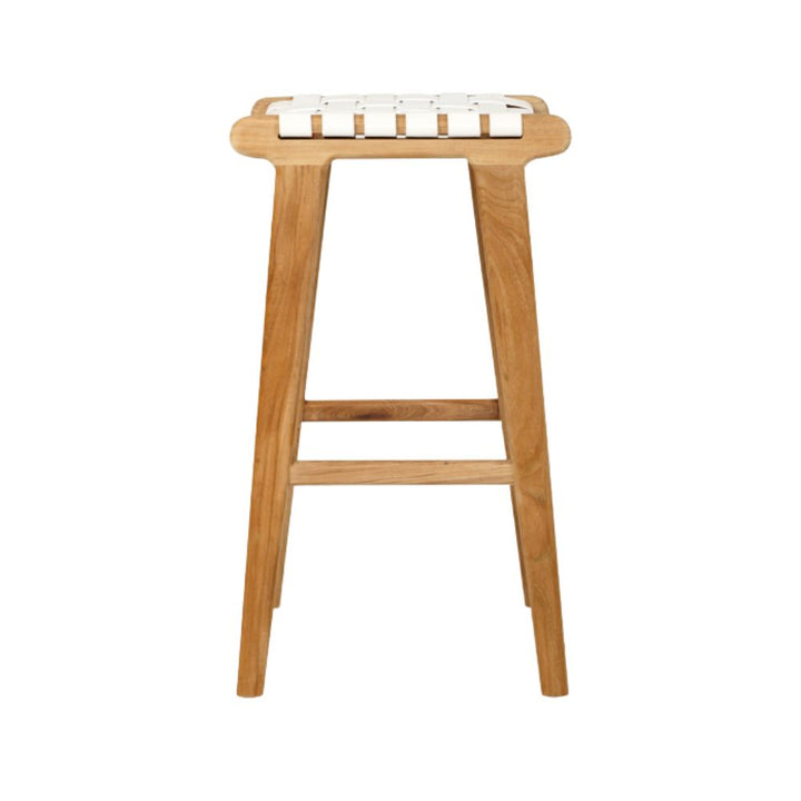 Bar Stools - Karina Leather Counter Stool Backless (Woven) White 65cm