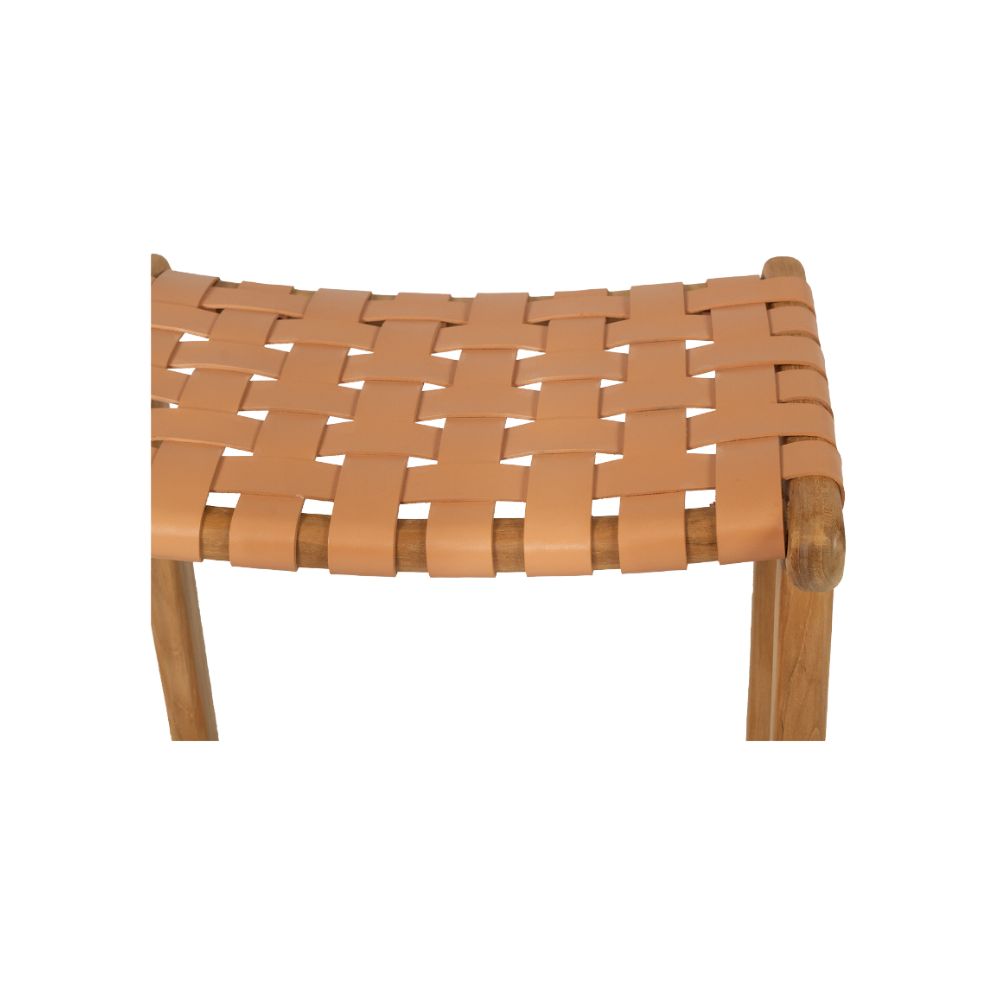 Bar Stools - Karina Leather Counter Stool Backless (Woven) Natural 65cm