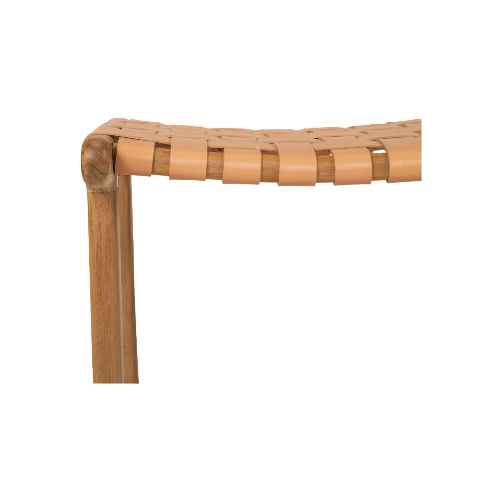 Bar Stools - Karina Leather Counter Stool Backless (Woven) Natural 65cm
