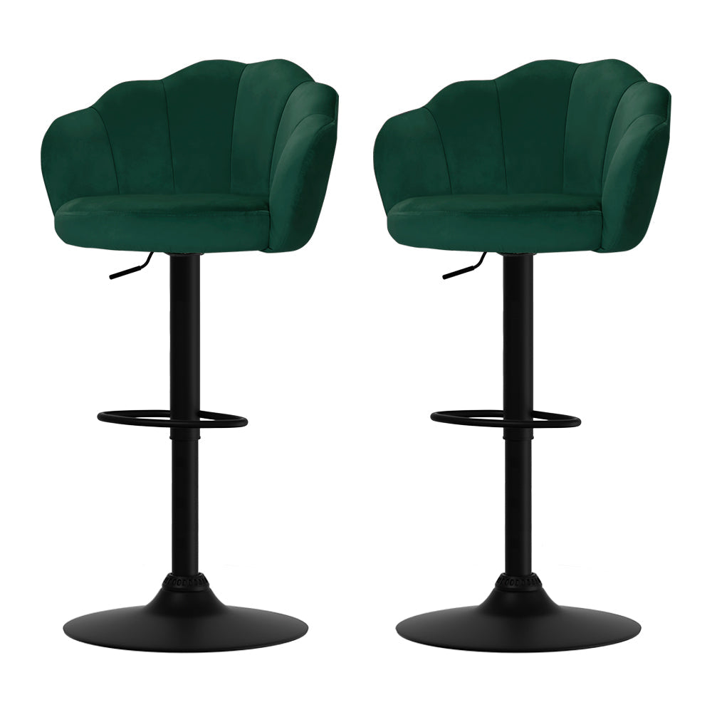 Bar Stools - Daphne Velvet Fabric Bar Stool (Set Of 2) Green