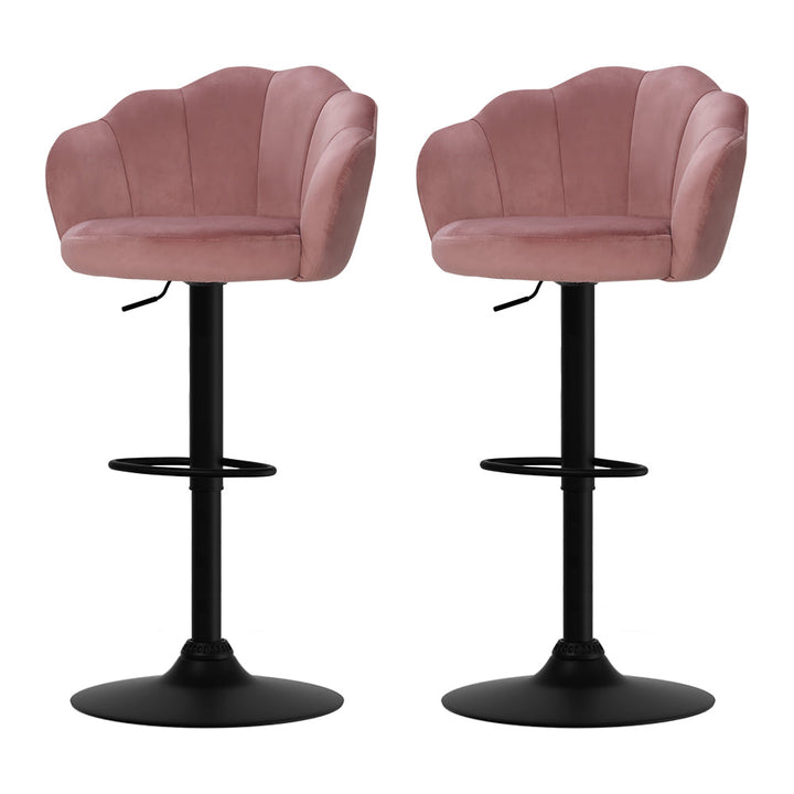 Bar Stools - Daphne Velvet Fabric Bar Stool (Set Of 2) Pink