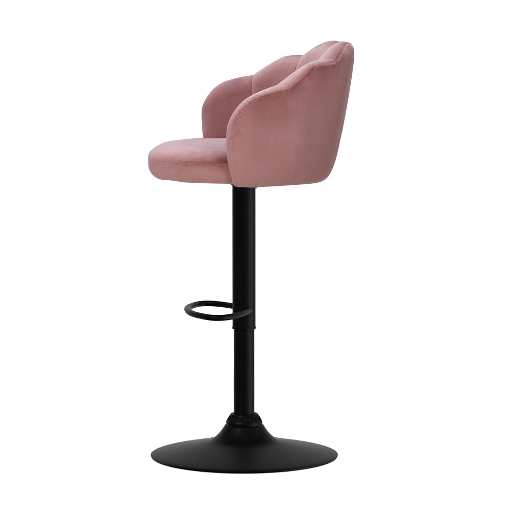 Bar Stools - Daphne Velvet Fabric Bar Stool (Set Of 2) Pink