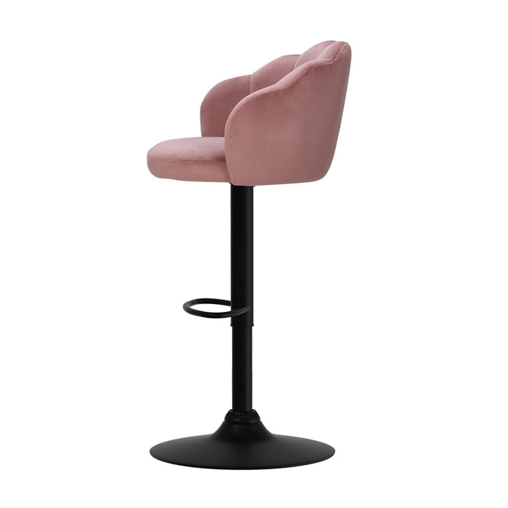 Bar Stools - Daphne Velvet Fabric Bar Stool (Set Of 2) Pink