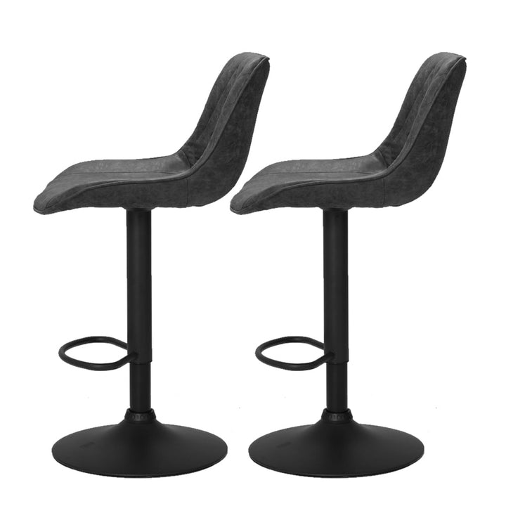 Bar Stools - James Leather Bar Stool Swivel (Set Of 2) Black