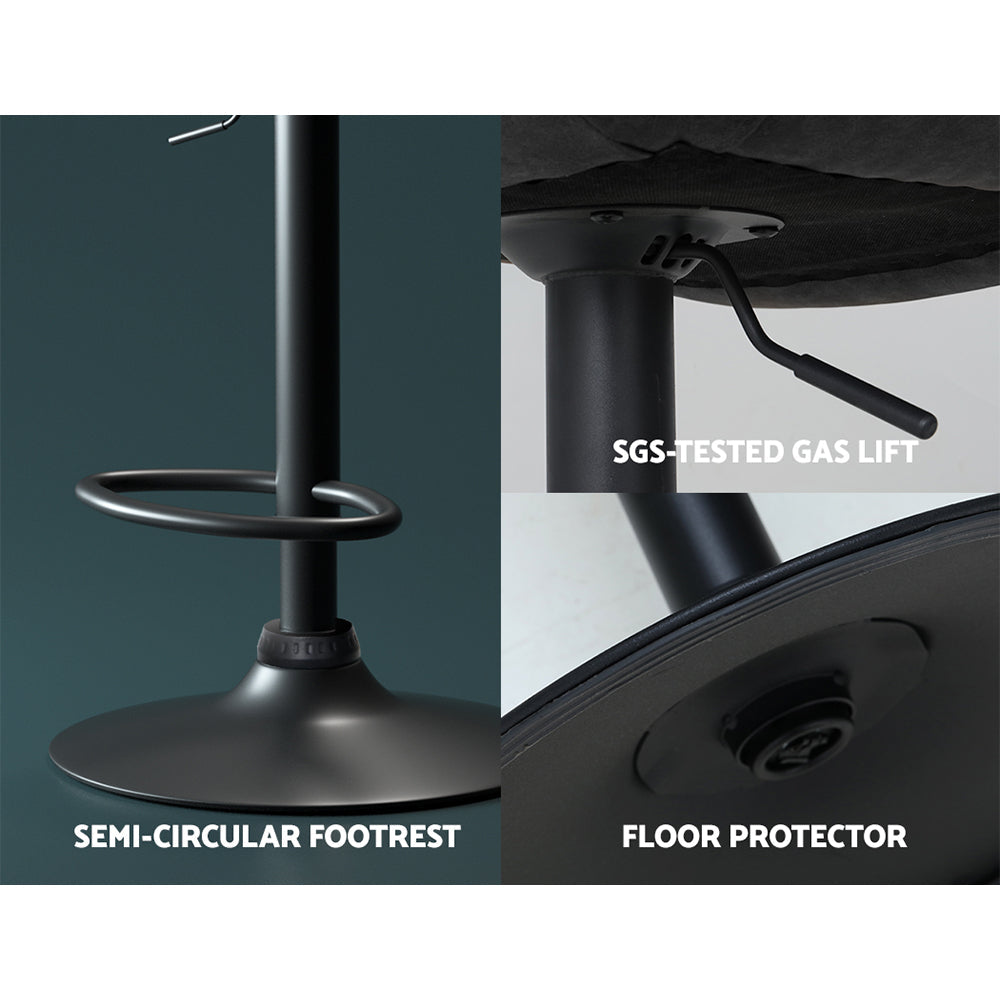 Bar Stools - James Leather Bar Stool Swivel (Set Of 2) Black